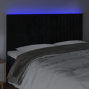 sengegavl med LED-lys 200x5x118/128 cm fløjl sort