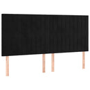 sengegavl med LED-lys 200x5x118/128 cm fløjl sort