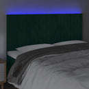 sengegavl med LED-lys 200x5x118/128 cm fløjl mørkegrøn