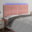 sengegavl med LED-lys 200x5x118/128 cm fløjl lyserød