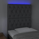 sengegavl med LED-lys 80x7x118/128 cm stof mørkegrå
