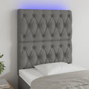 sengegavl med LED-lys 80x7x118/128 cm stof mørkegrå