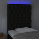 sengegavl med LED-lys 80x7x118/128 cm stof sort