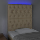 sengegavl med LED-lys 80x7x118/128 cm stof cremefarvet