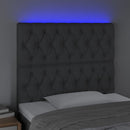sengegavl med LED-lys 90x7x118/128 cm stof mørkegrå