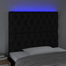 sengegavl med LED-lys 90x7x118/128 cm stof sort