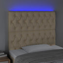 sengegavl med LED-lys 90x7x118/128 cm stof cremefarvet