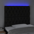 sengegavl med LED-lys 100x7x118/128 cm stof sort