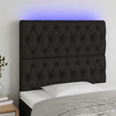 sengegavl med LED-lys 100x7x118/128 cm stof sort
