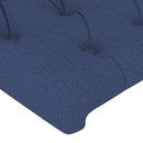 sengegavl med LED-lys 100x7x118/128 cm stof blå