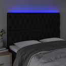 sengegavl med LED-lys 160x7x118/128 cm stof sort