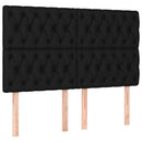sengegavl med LED-lys 160x7x118/128 cm stof sort