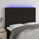 sengegavl med LED-lys 160x7x118/128 cm stof sort