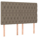 sengegavl med LED-lys 160x7x118/128 cm stof gråbrun