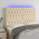 sengegavl med LED-lys 160x7x118/128 cm stof cremefarvet