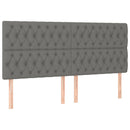 sengegavl med LED-lys 180x7x118/128 cm stof mørkegrå