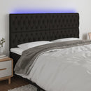 sengegavl med LED-lys 180x7x118/128 cm stof sort