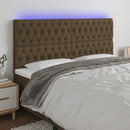 sengegavl med LED-lys 180x7x118/128 cm stof mørkebrun