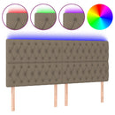 sengegavl med LED-lys 180x7x118/128 cm stof gråbrun
