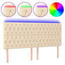 sengegavl med LED-lys 180x7x118/128 cm stof cremefarvet