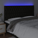 sengegavl med LED-lys 200x7x118/128 cm stof sort