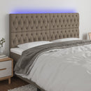 sengegavl med LED-lys 200x7x118/128 cm stof gråbrun