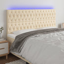 sengegavl med LED-lys 200x7x118/128 cm stof cremefarvet