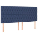sengegavl med LED-lys 200x7x118/128 cm stof blå