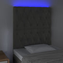 sengegavl med LED-lys 80x7x118/128 cm fløjl mørkegrå