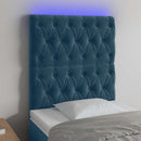 sengegavl med LED-lys 80x7x118/128 cm fløjl mørkeblå