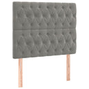 sengegavl med LED-lys 90x7x118/128 cm fløjl lysegrå