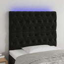 sengegavl med LED-lys 90x7x118/128 cm fløjl sort