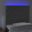 sengegavl med LED-lys 100x7x118/128 cm fløjl mørkegrå