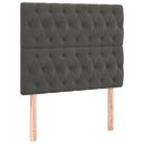 sengegavl med LED-lys 100x7x118/128 cm fløjl mørkegrå