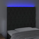 sengegavl med LED-lys 100x7x118/128 cm fløjl sort