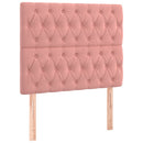 sengegavl med LED-lys 100x7x118/128 cm fløjl lyserød