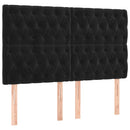 sengegavl med LED-lys 144x7x118/128 cm fløjl sort