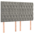sengegavl med LED-lys 160x7x118/128 cm fløjl lysegrå