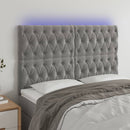 sengegavl med LED-lys 160x7x118/128 cm fløjl lysegrå