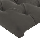 sengegavl med LED-lys 160x7x118/128 cm fløjl mørkegrå