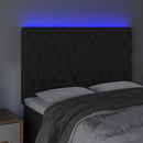 sengegavl med LED-lys 160x7x118/128 cm fløjl sort