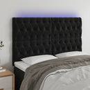 sengegavl med LED-lys 160x7x118/128 cm fløjl sort
