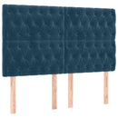 sengegavl med LED-lys 160x7x118/128 cm fløjl mørkeblå