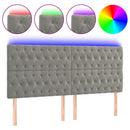 sengegavl med LED-lys 180x7x118/128 cm fløjl lysegrå
