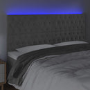 sengegavl med LED-lys 180x7x118/128 cm fløjl lysegrå