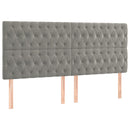 sengegavl med LED-lys 180x7x118/128 cm fløjl lysegrå
