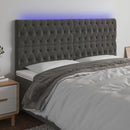 sengegavl med LED-lys 180x7x118/128 cm fløjl mørkegrå