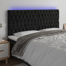 sengegavl med LED-lys 180x7x118/128 cm fløjl sort