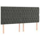 sengegavl med LED-lys 200x7x118/128 cm fløjl mørkegrå