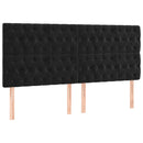 sengegavl med LED-lys 200x7x118/128 cm fløjl sort